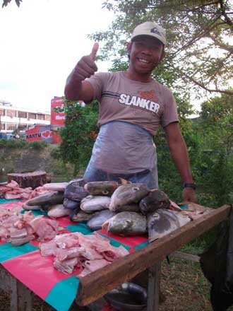 Penjual ikan serpihan timbangan